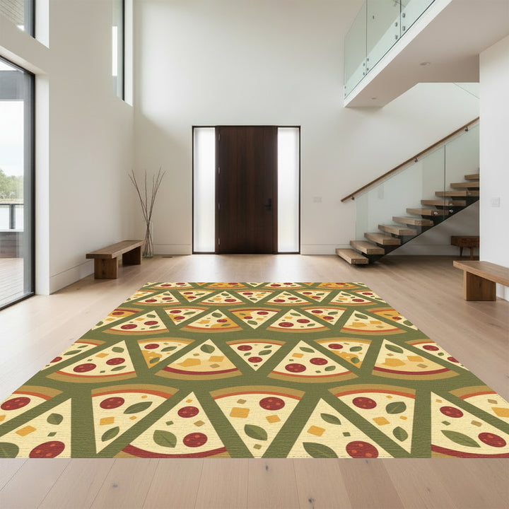 Warm Golden Pepperoni Pizza Slices Rug