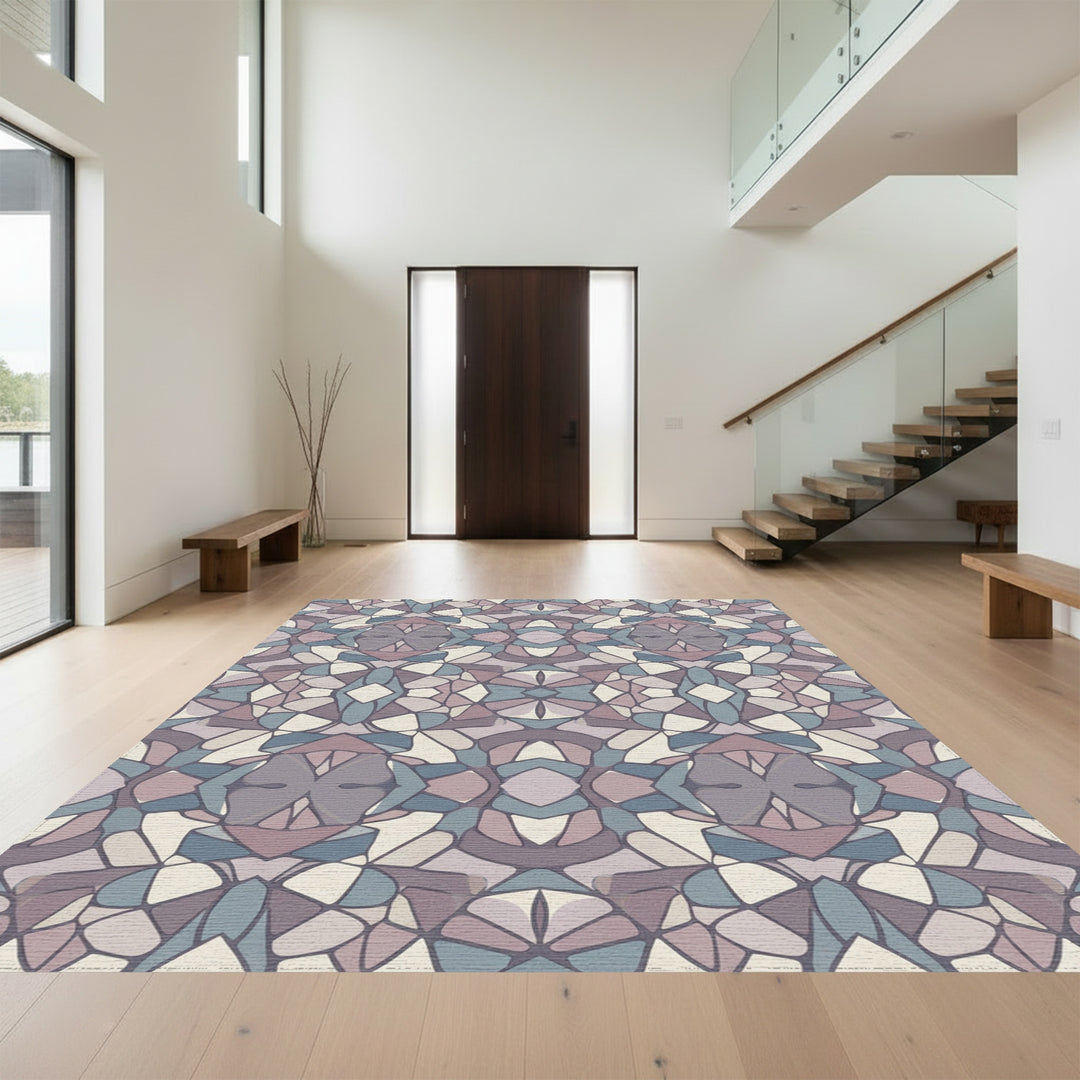 Muted Geometric Abstract Mosaic Rug