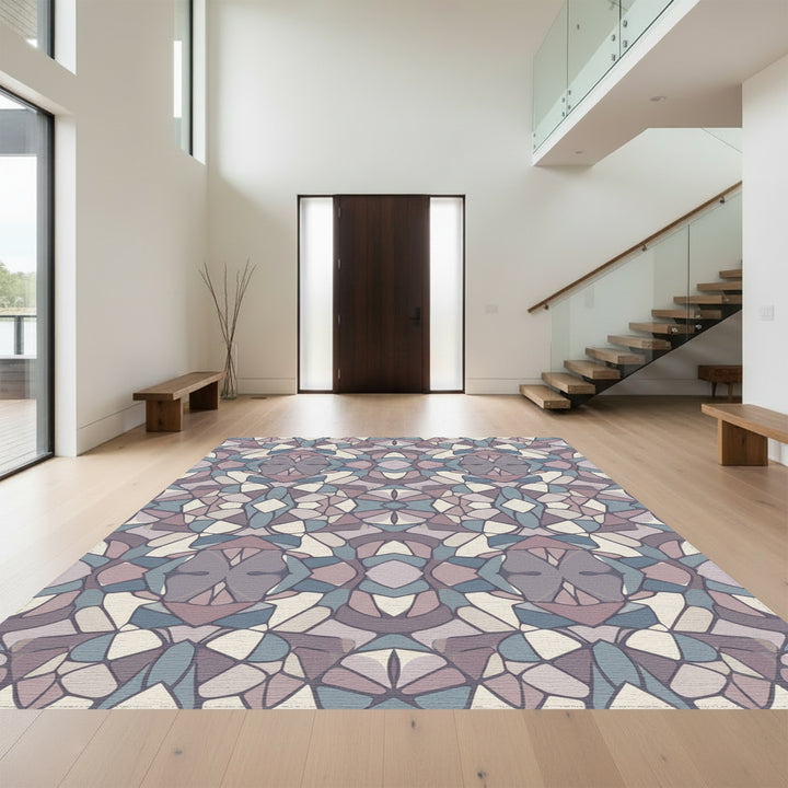 Muted Geometric Abstract Mosaic Rug