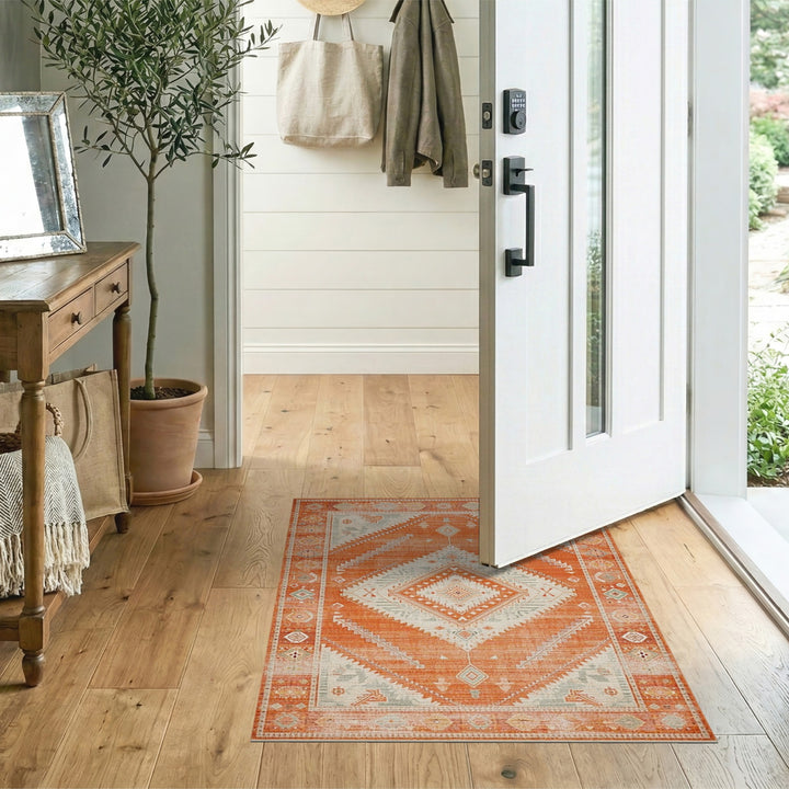 Orange Southwestern Geometric Area Rug