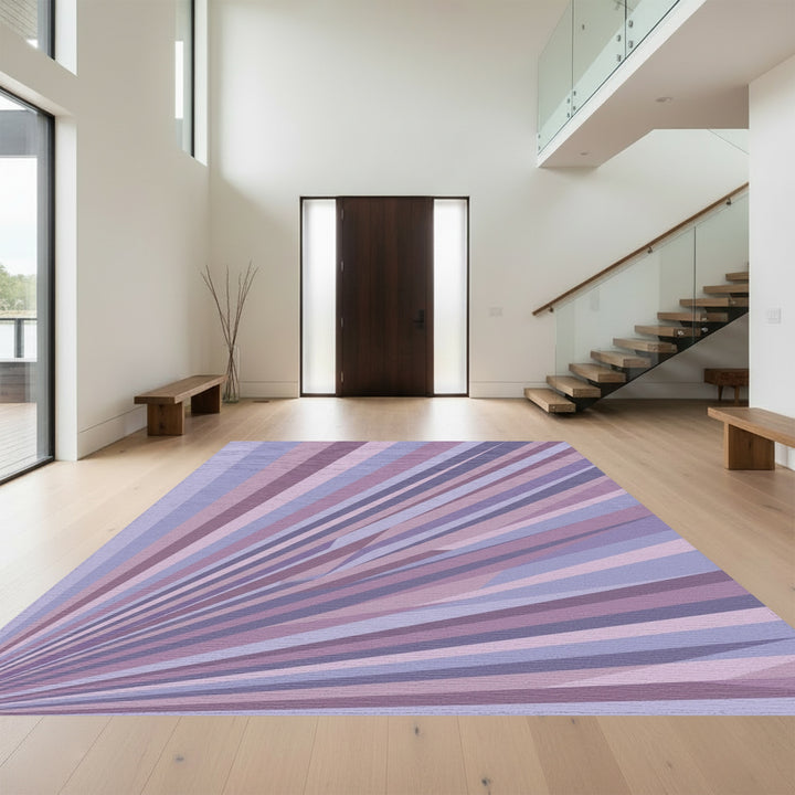 Plum Lavender Geometric Ray Rug