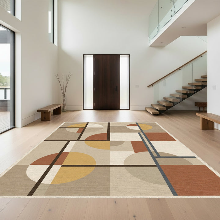 Abstract Geometric Terracotta Circles Rug