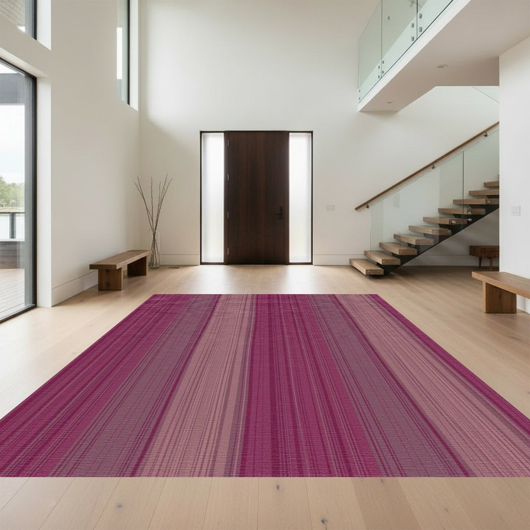 Deep Plum Vertical Stripe Texture Rug