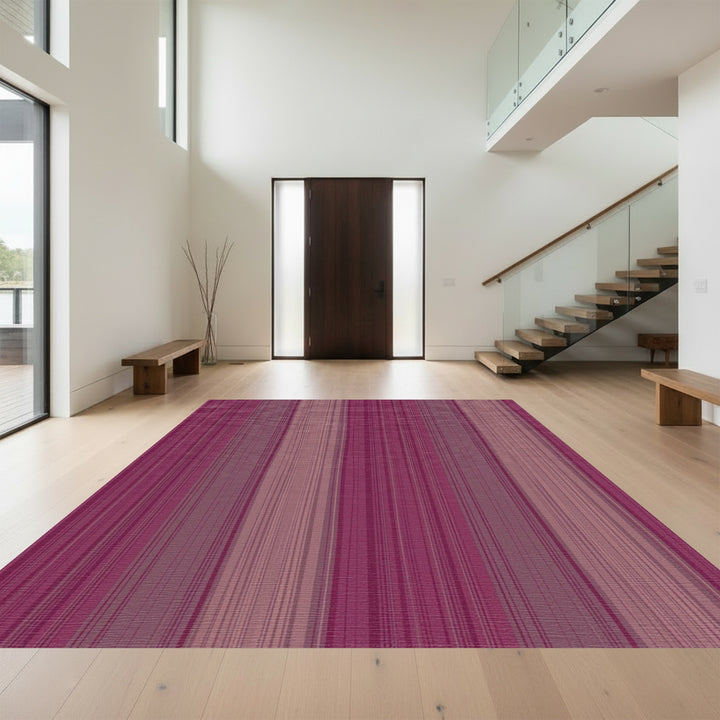 Deep Plum Vertical Stripe Texture Rug