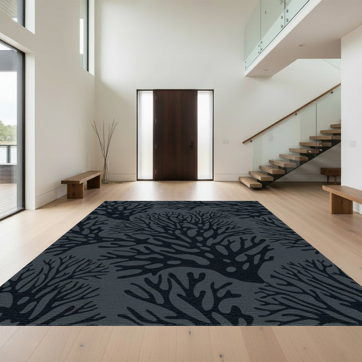 Dark Gray Branching Coral Texture Rug