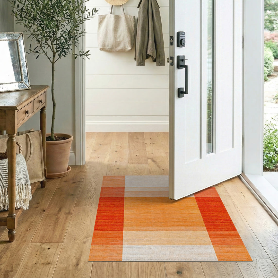 Geometric Modern Bold Orange Geometric Block Area Rug