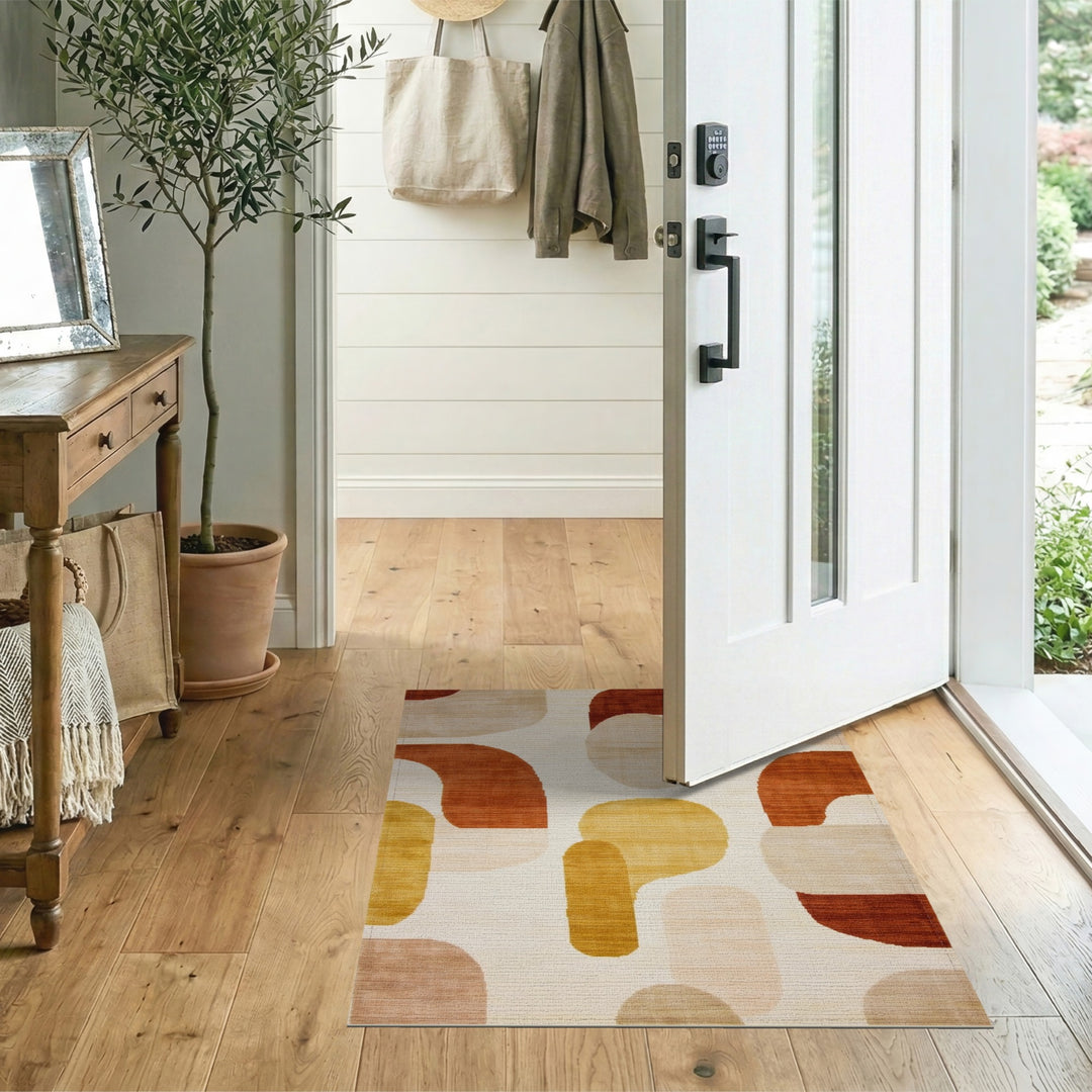 Abstract Brown Tan Area Rug