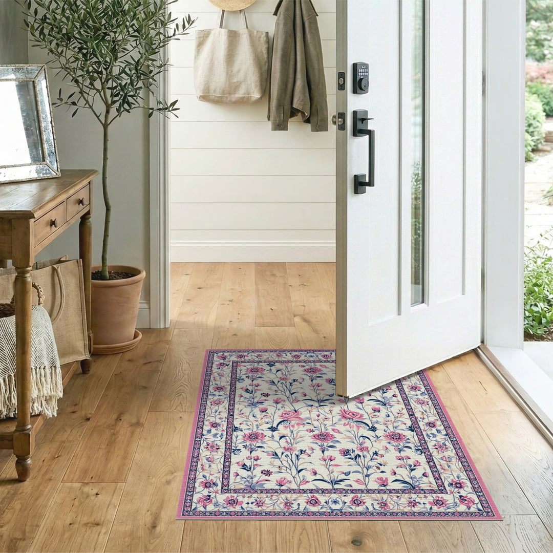 Pink Floral Vintage Area Rug