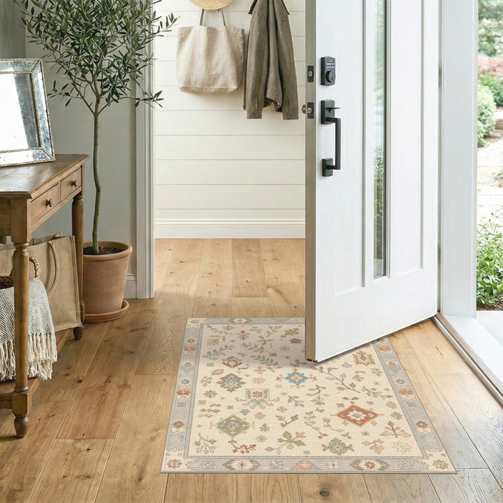 Beige Floral Vintage Area Rug