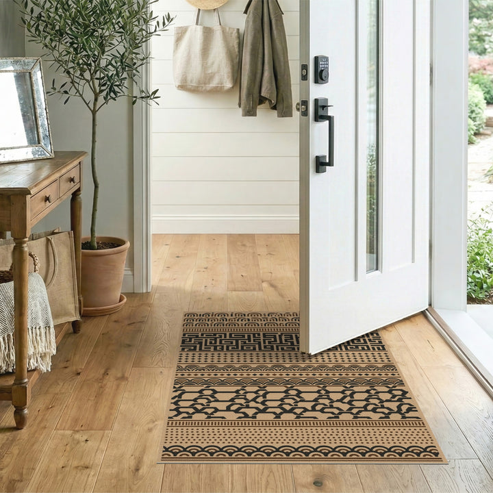 Modern Geometric Brown Tan Area Rug