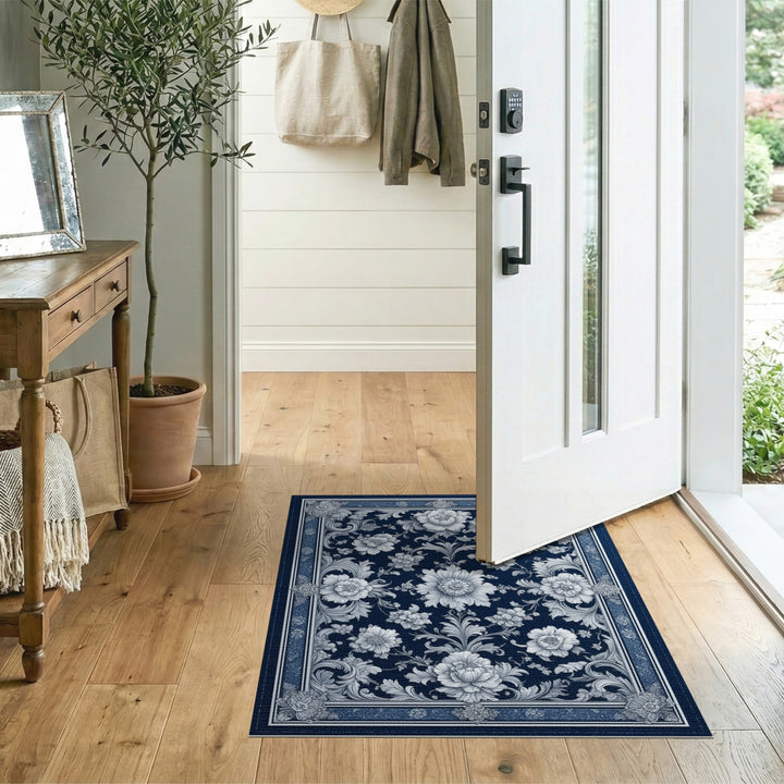 Blue Floral Vintage Area Rug