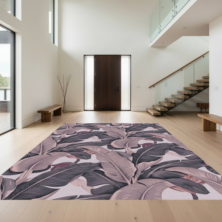 Dusty Rose Banana Leaf Tropical Rug
