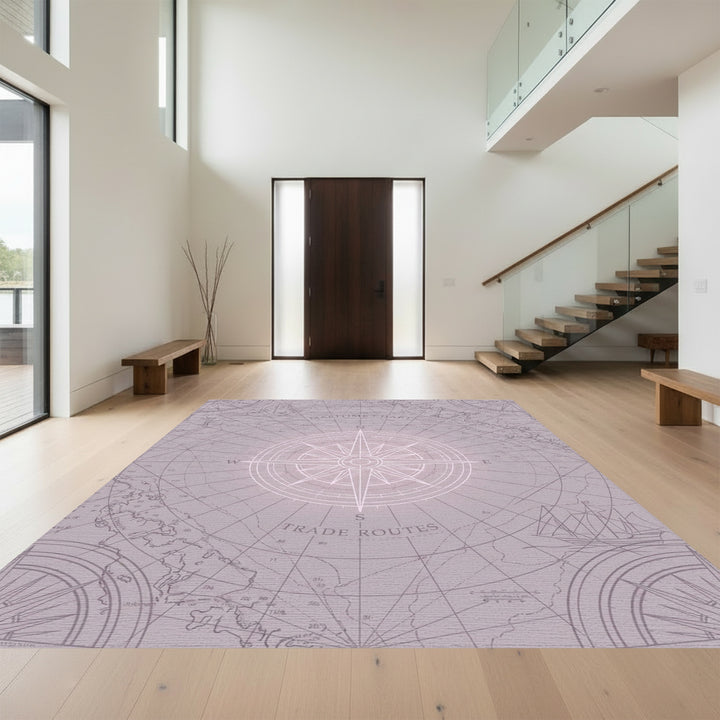 Nautical Compass Rose Maritime Chart Rug