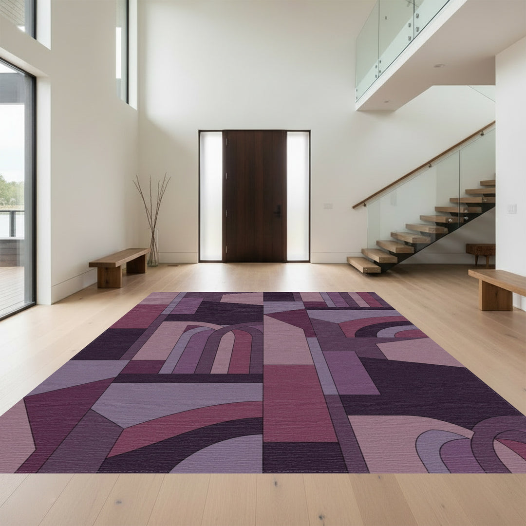 Geometric Arch Abstract Purple Rug