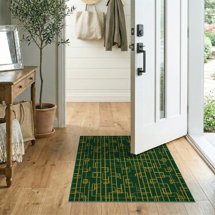 Green Geometric Area Rug