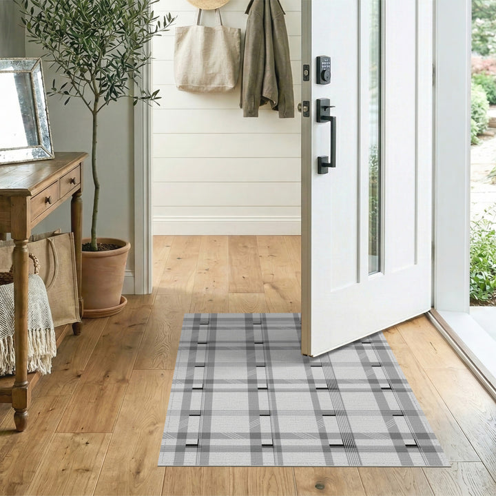 Geometric Modern Black and White Black White Geometric Plaid Area Rug