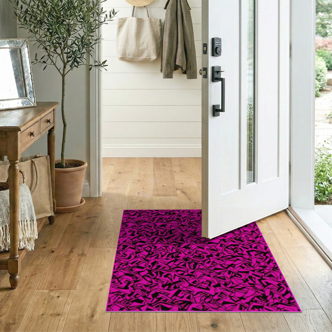 Geometric Modern Bold Pink Geometric Area Rug