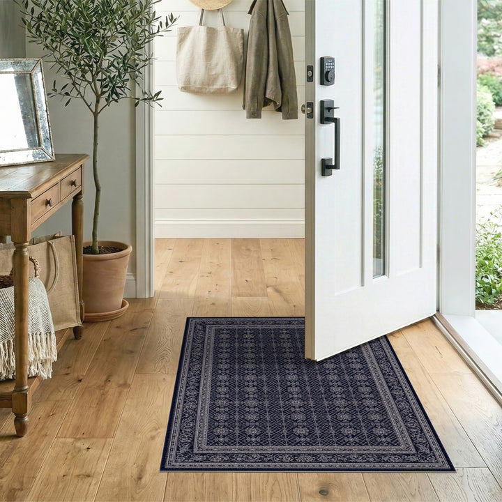 Navy Blue Persian Medallion Area Rug