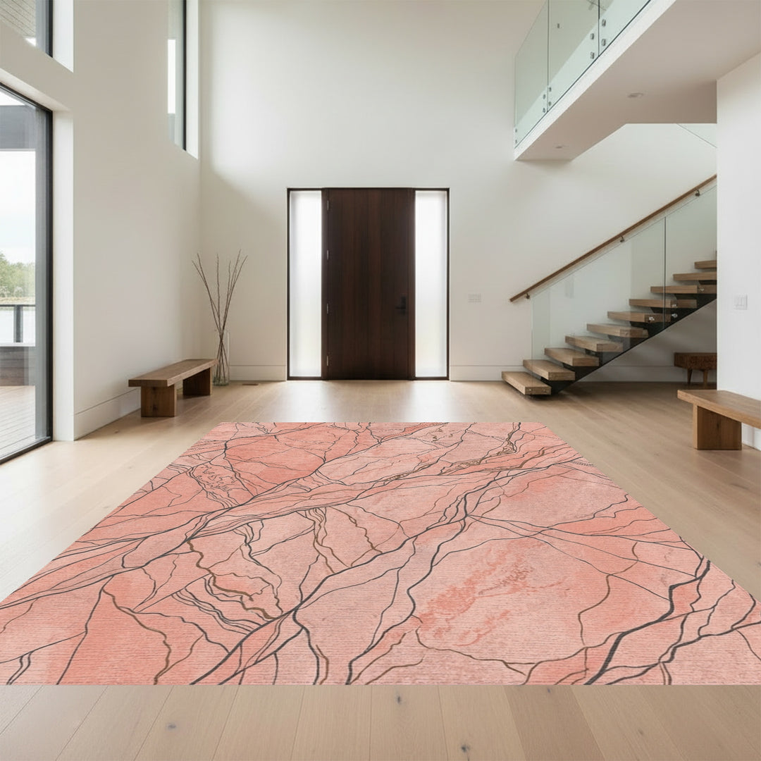 Coral Pink Stone Veins Rug