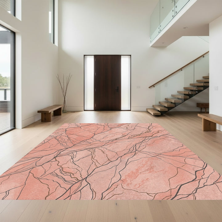 Coral Pink Stone Veins Rug
