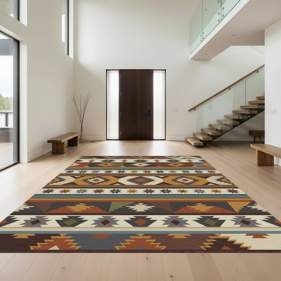 Earthy Terracotta Southwest Diamond Stripe Rug