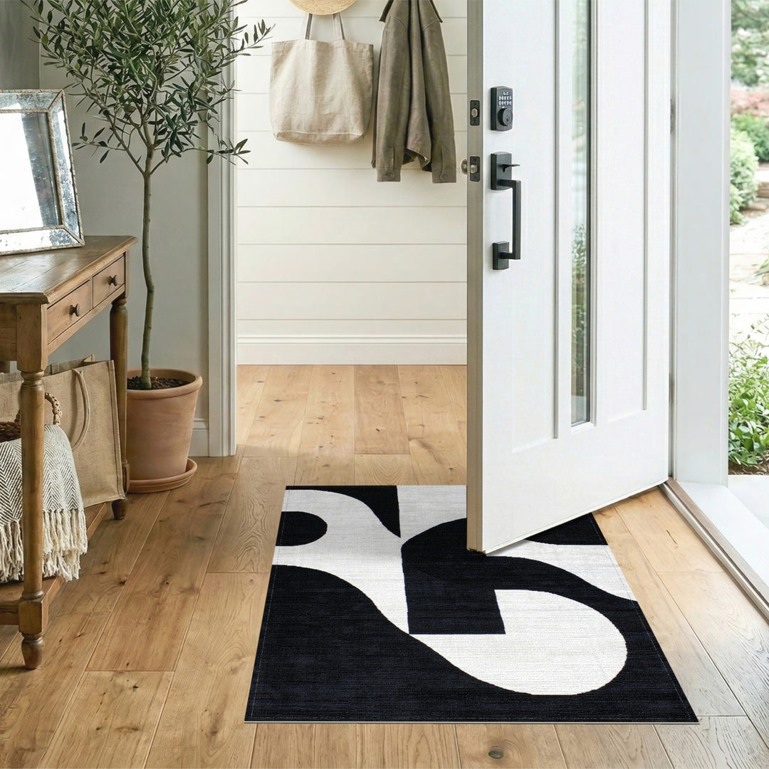 Geometric Modern Black and White Black White Bold Geometric Area Rug