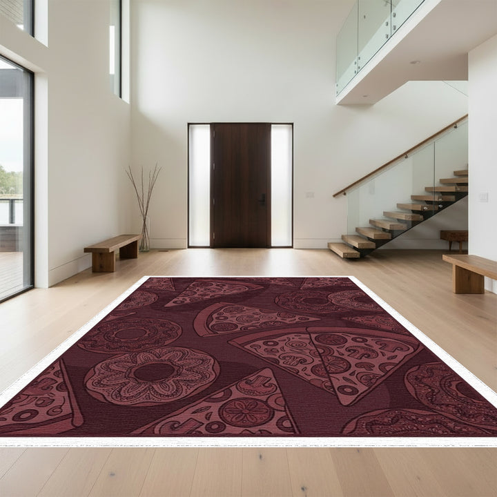 Dark Brown Pizza Donut Food Art Rug
