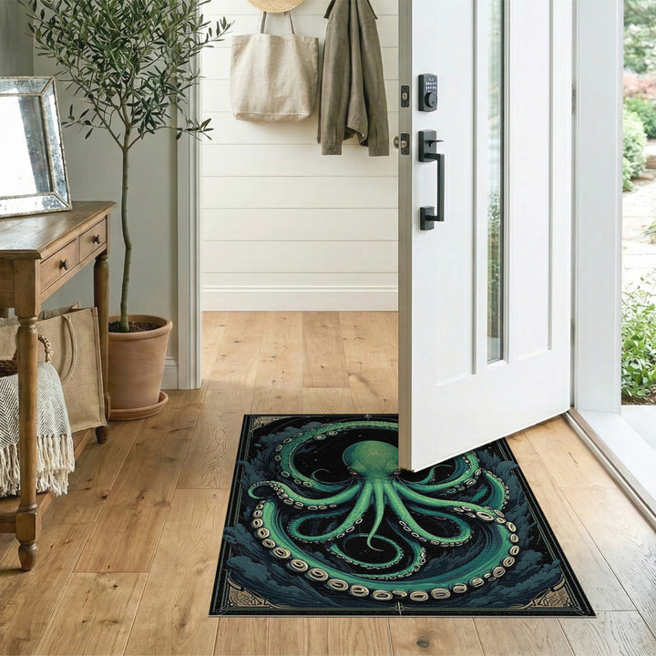 Green Octopus Swirl Area Rug