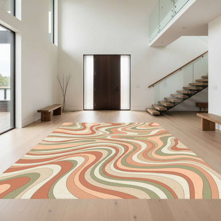 Retro Swirl 70s Inspired Waves Rug