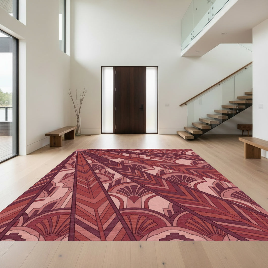 Art Deco Sunburst Feathered Arches Rug
