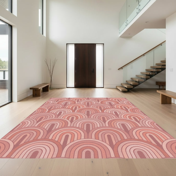 Retro Pink Rainbow Arc Rug