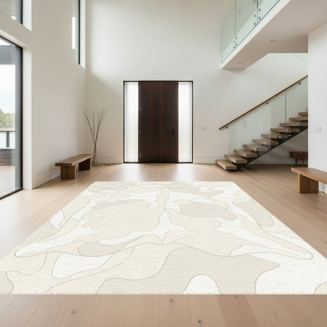 Organic Cream Camo Abstract Shapes Rug