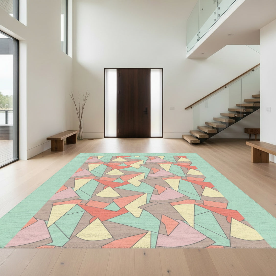 Soft Pastel Geometric Montage Rug