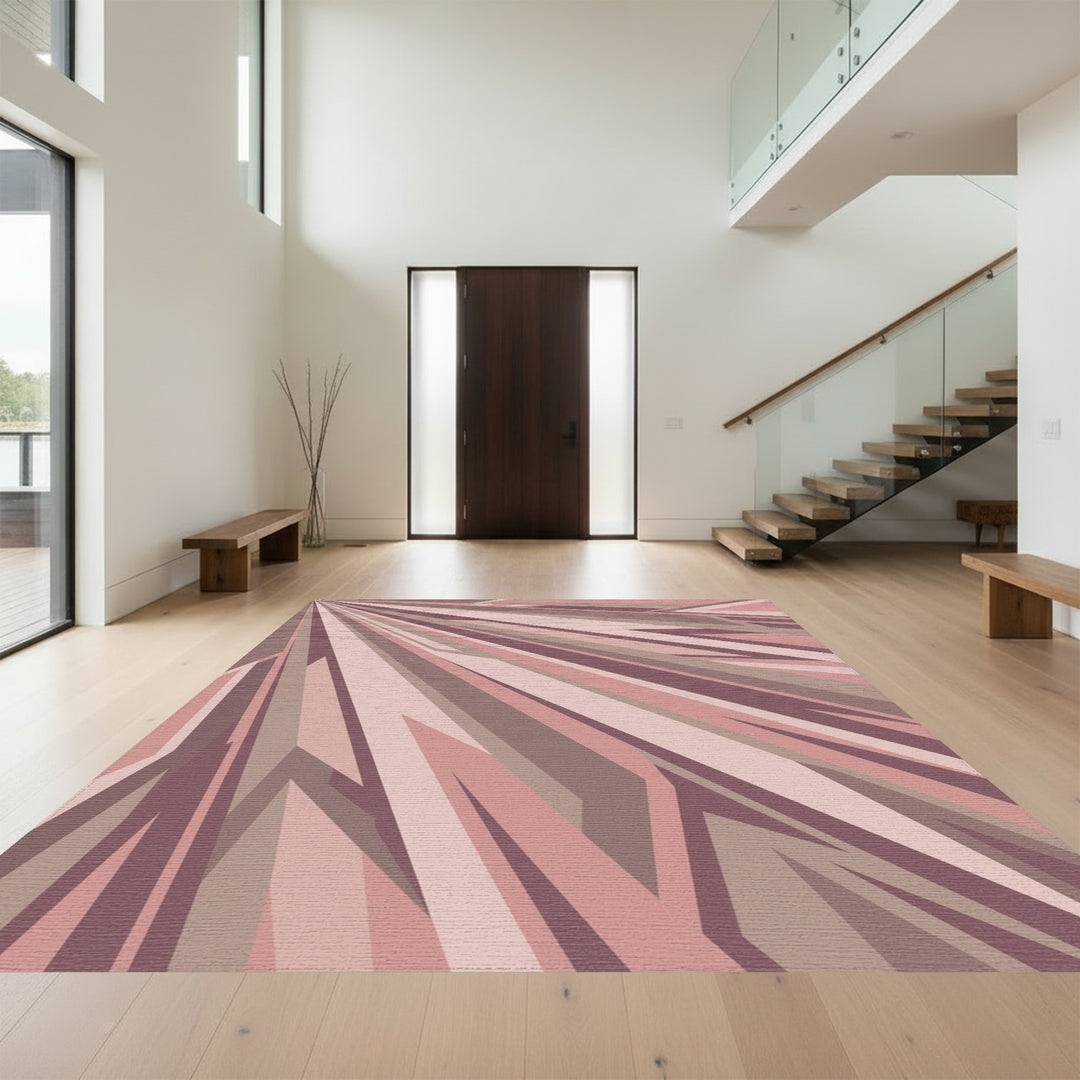 Muted Rose Geometric Radian Rug
