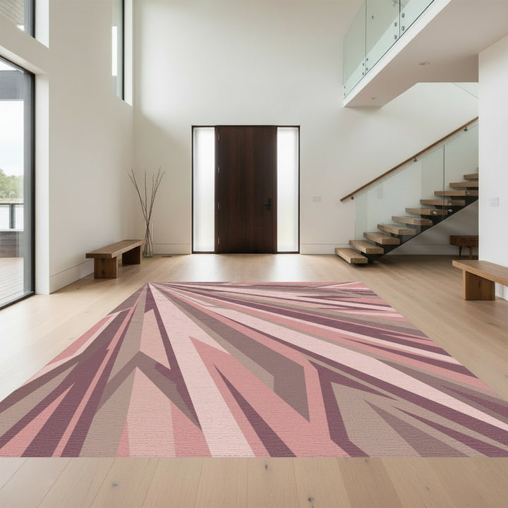 Muted Rose Geometric Radian Rug
