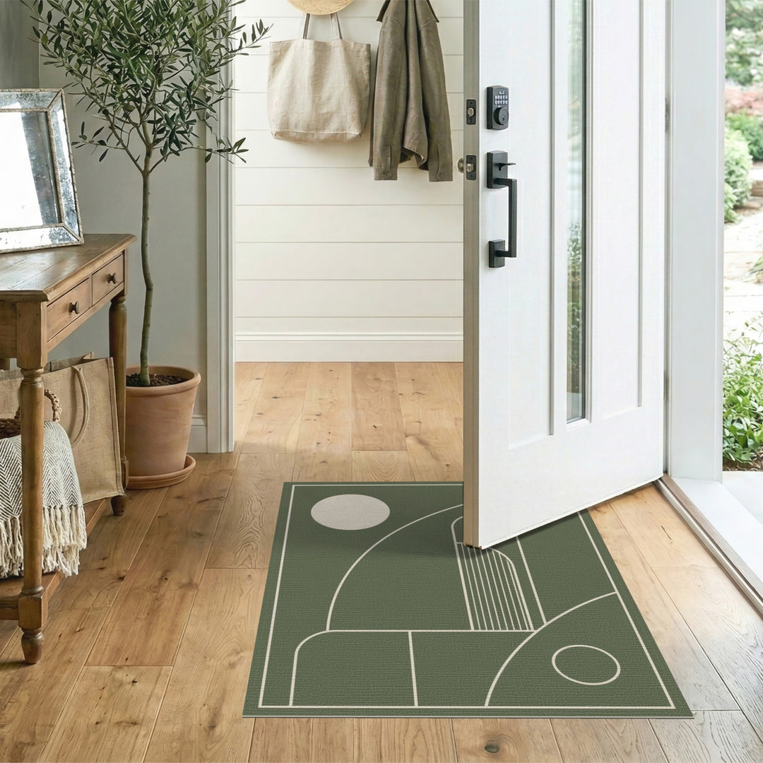 Arch Green Geometric Arch Area Rug
