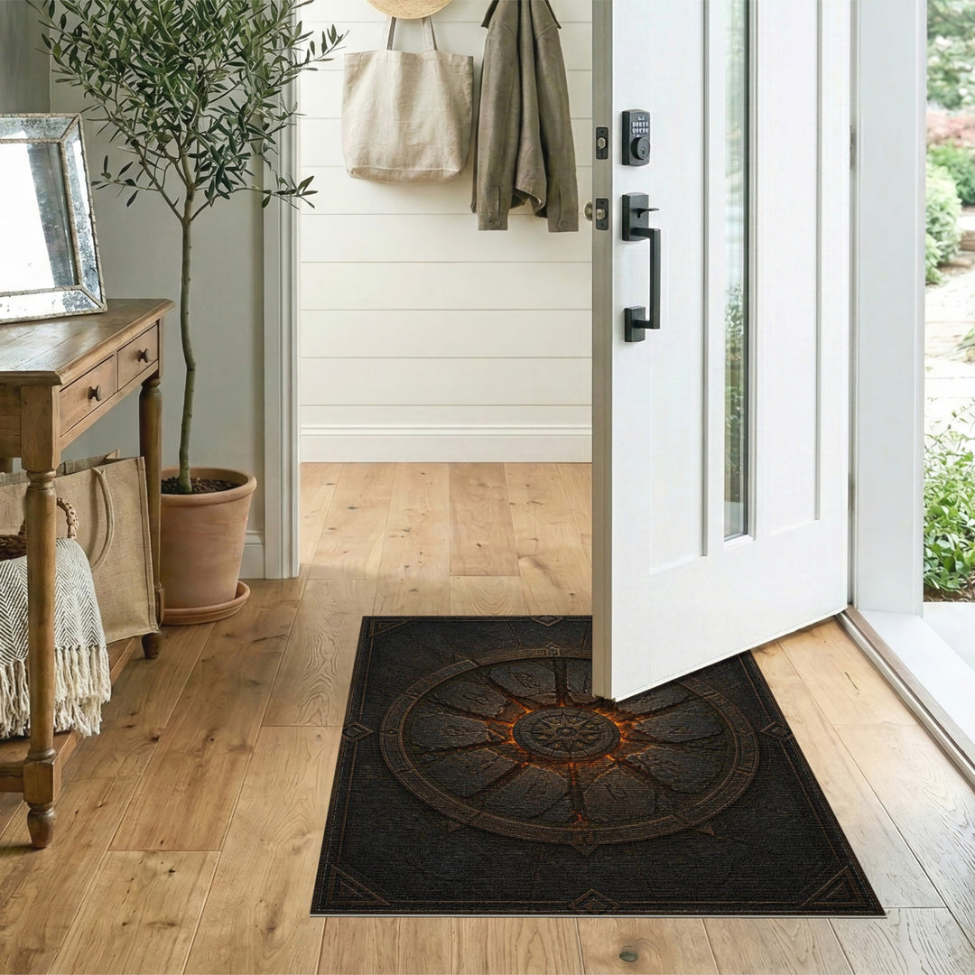 Mystic Rune Compass Stone Area Rug