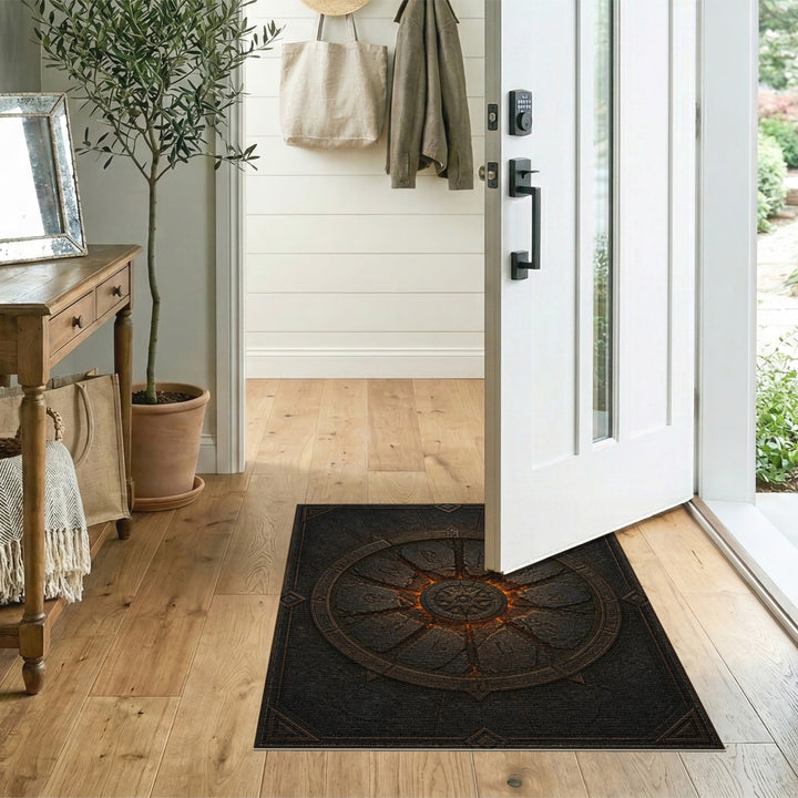 Mystic Rune Compass Stone Area Rug