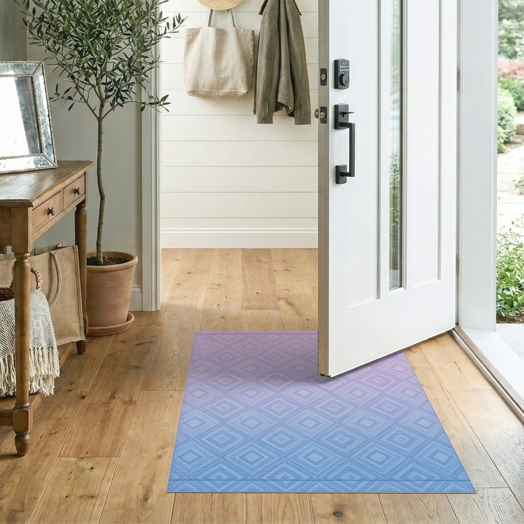 Purple Gradient Geometric Diamond Area Rug