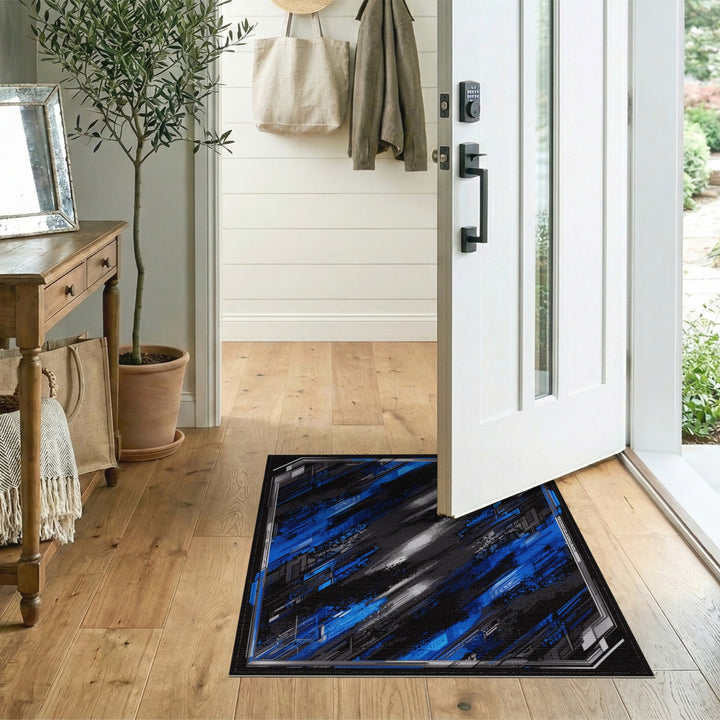 Blue Geometric Abstract Area Rug