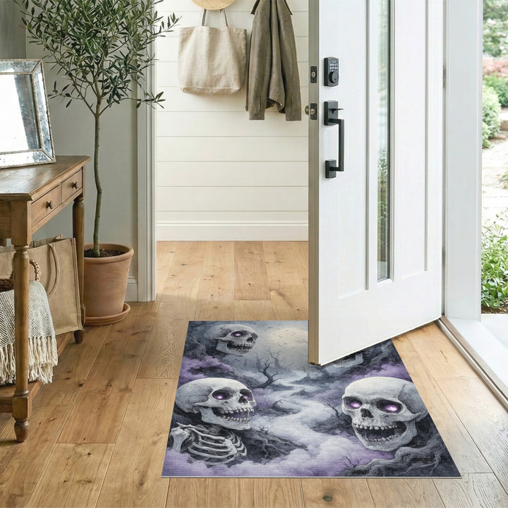Purple Skull Mist Gothic Area Rug