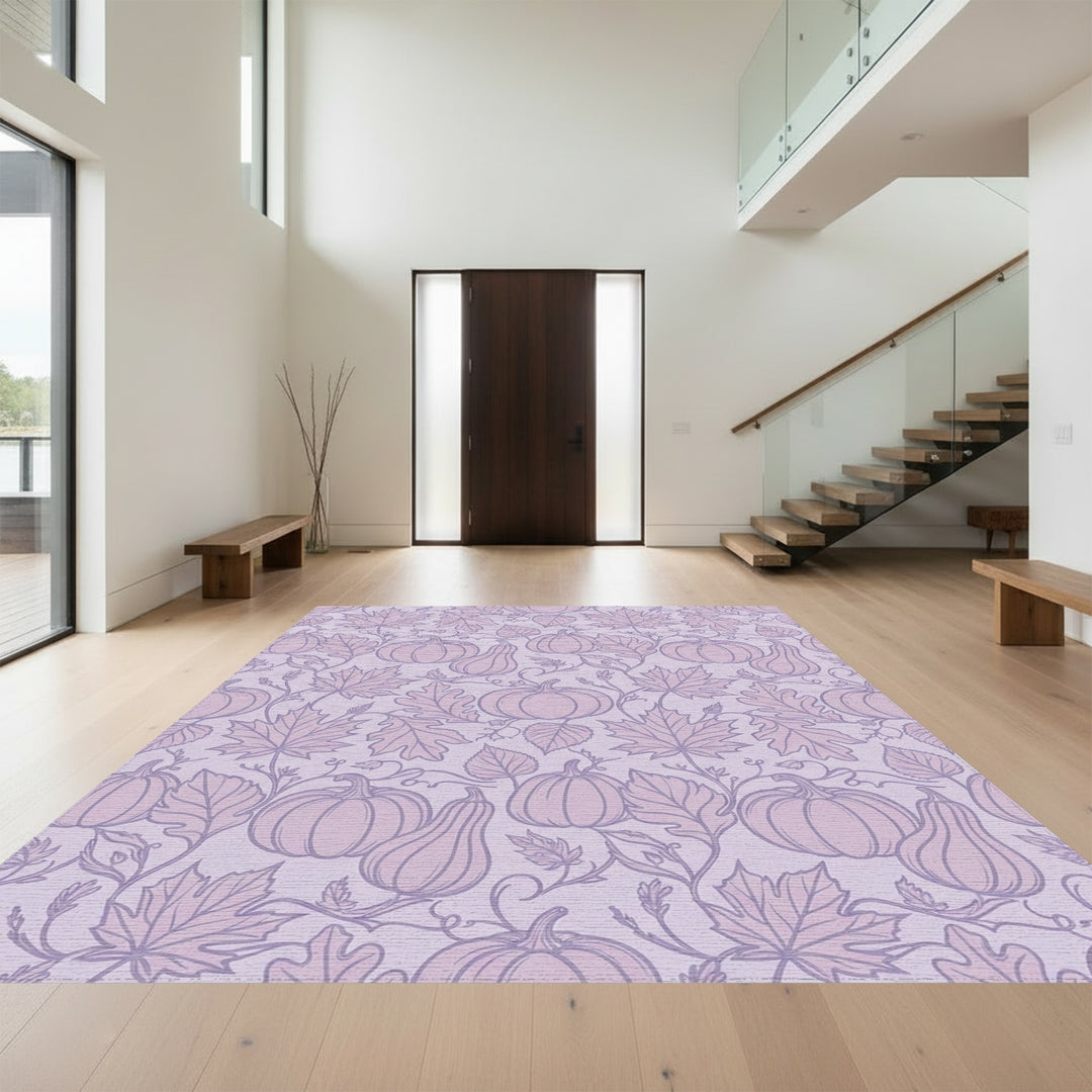 Purple Pumpkin Patch Autumn Leaves Rug