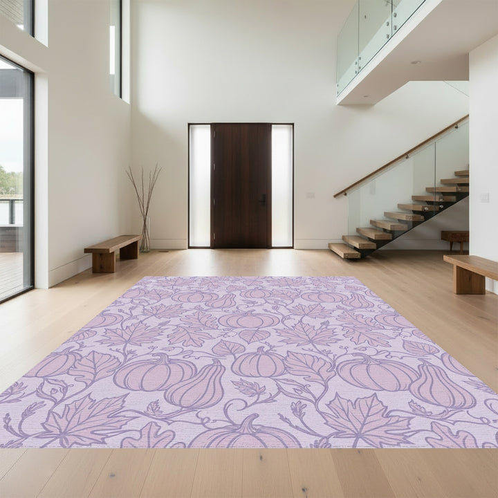 Purple Pumpkin Patch Autumn Leaves Rug