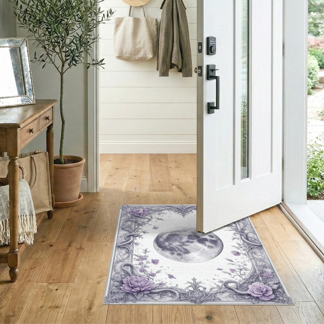 Purple Floral Moon Vintage Area Rug