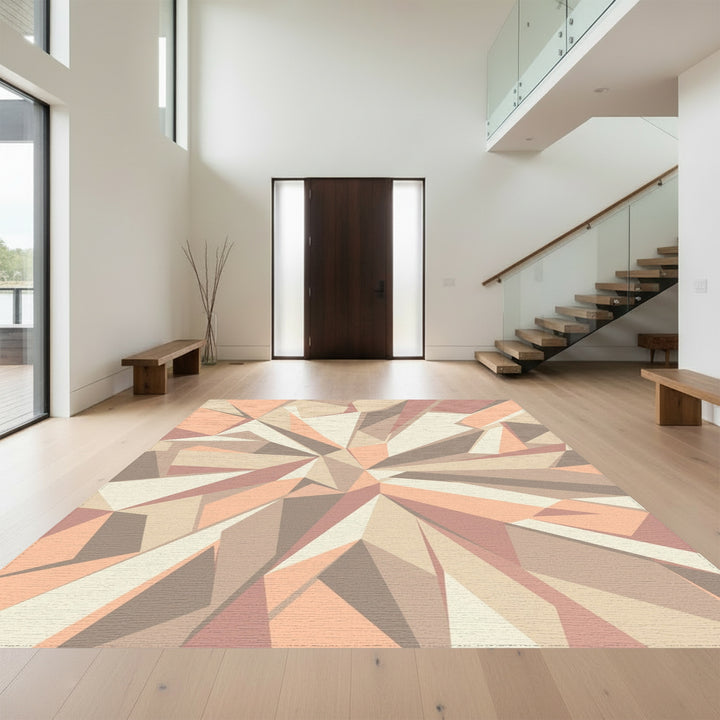 Geometric Faceted Stone Abstract Rug