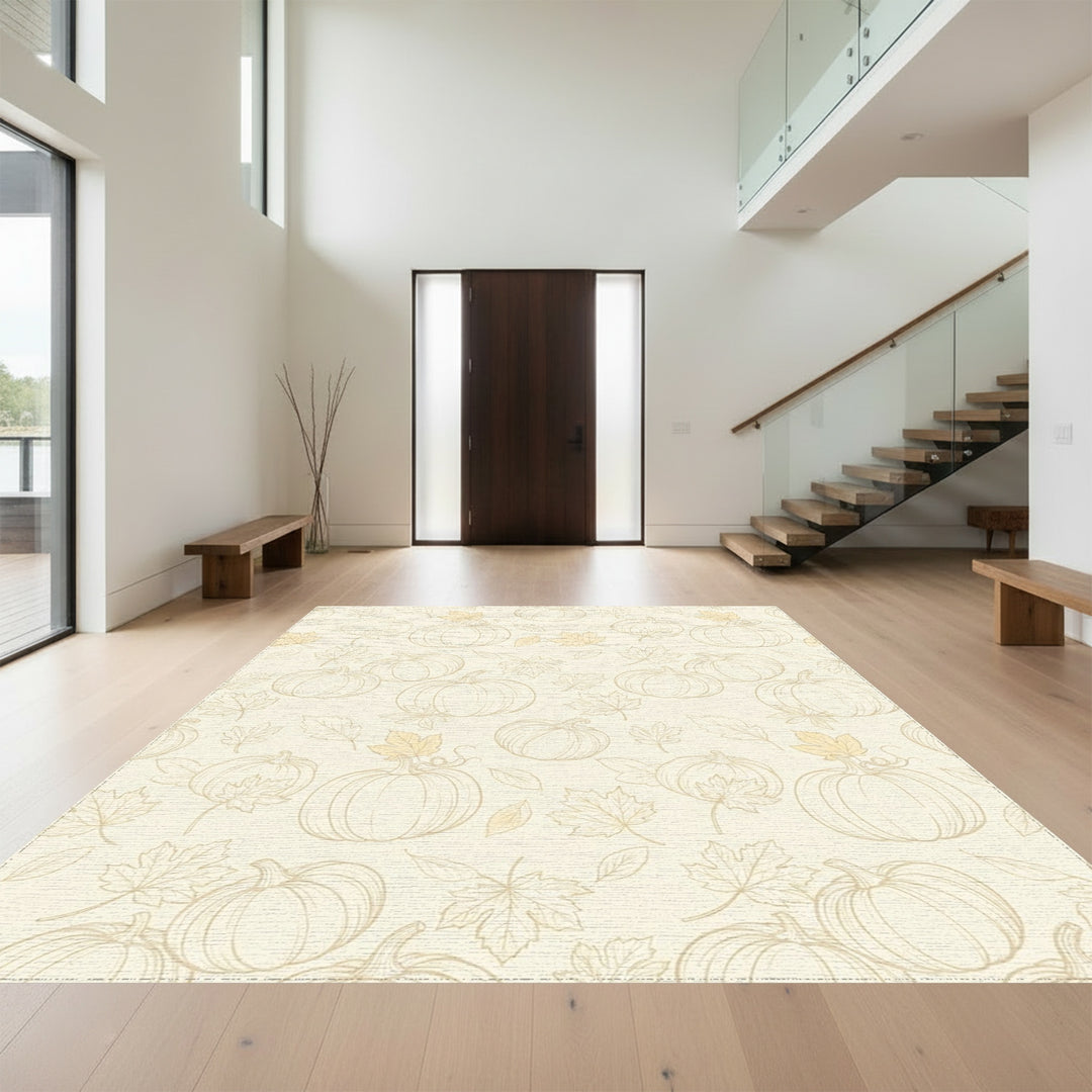 Autumn Harvest Pumpkin Leaf Outline Rug
