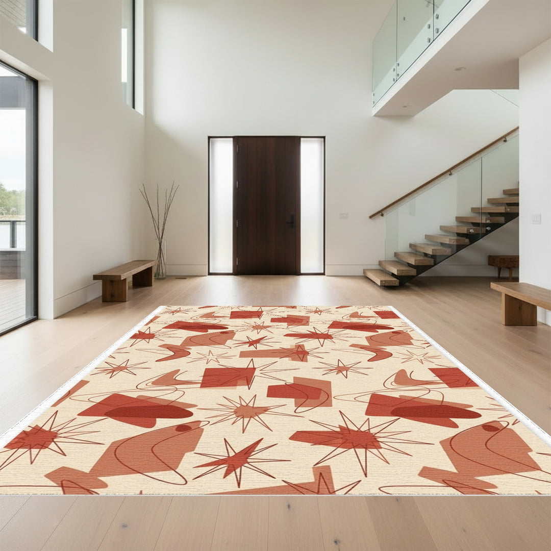 Retro Starburst Boomerang Shapes Rug