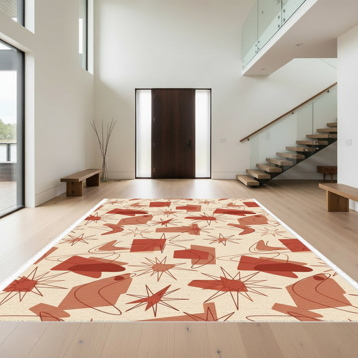 Retro Starburst Boomerang Shapes Rug