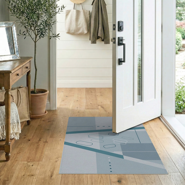 Modern Geometric Teal Area Rug
