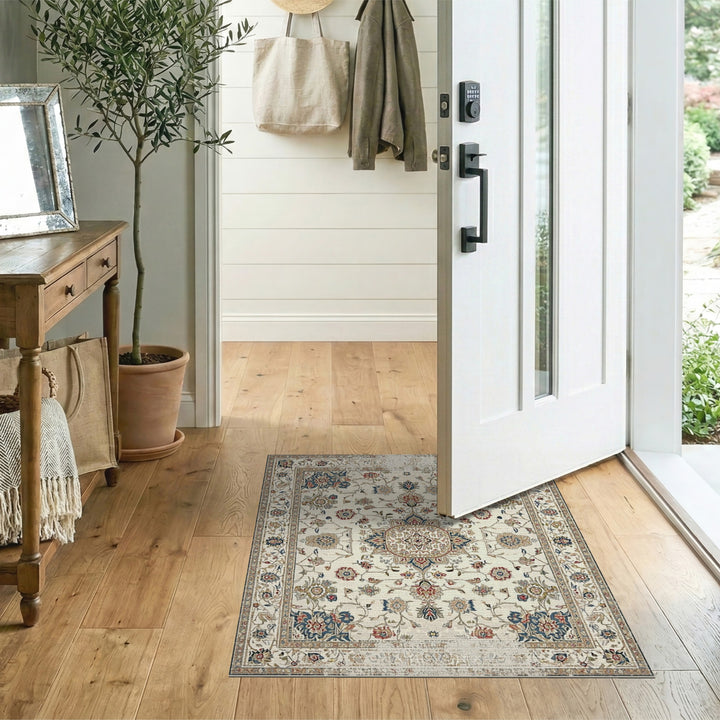 Traditional Persian Beige Floral Area Rug